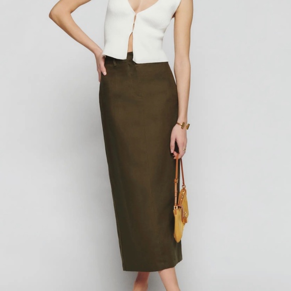 Reformation Midi Linen Skirt